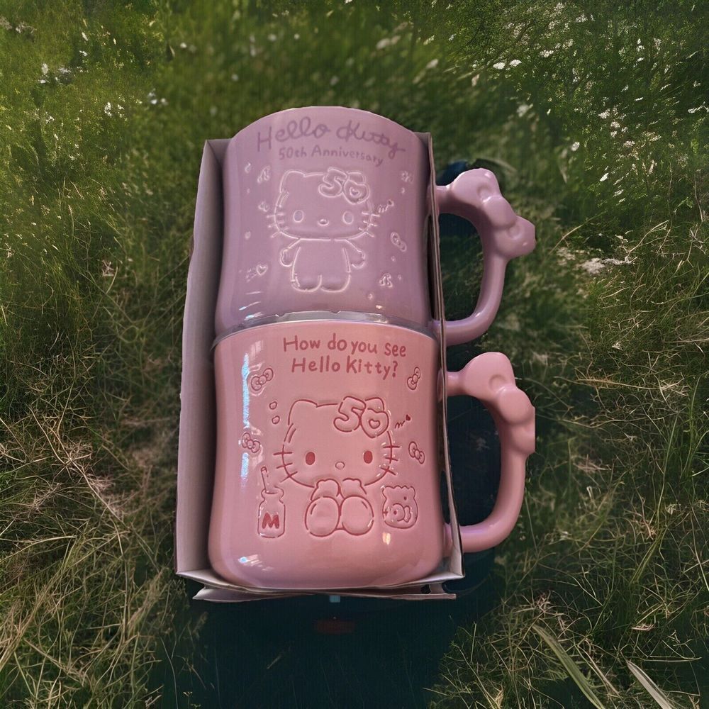 Hello Kitty‎ - 50th anniversary Limited Edition Mug Set Pink Purple - 18oz New